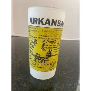 Hazel Atlas "" Frosted "Arkansas" Souvenir Glass